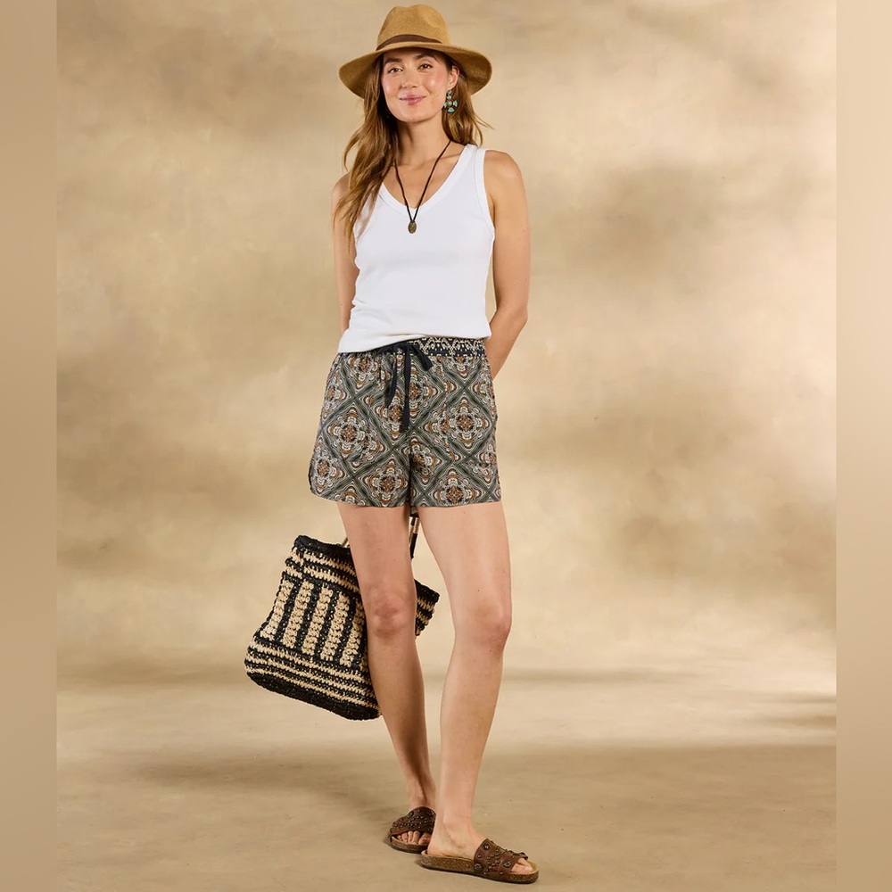 NEW Sundance Kai Printed Shorts Onyx Pull On Cotton Women’s Size 4 6 Small